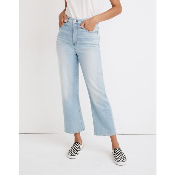 Madewell Slim Wide Leg Jeans Size 27 Eastwick Blue Crop Stretch Denim Staple - Picture 3 of 14